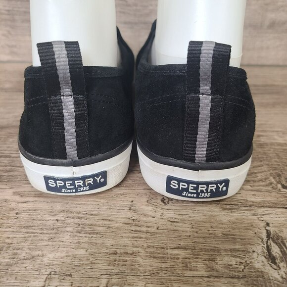 Sperry Womens Sz 8.5 Black Quilted Suede Slip On Sneakers Casual Shoes STS83319 - Picture 4 of 10